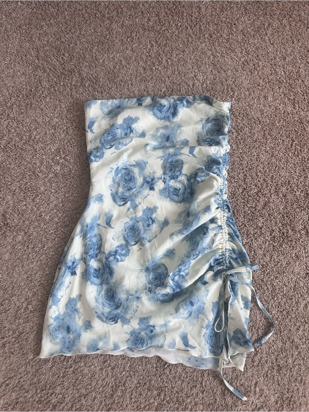 LA Hearts Blue Floral Side Cinched Mini Dress Festival Beach Fairy Whimsy Medium